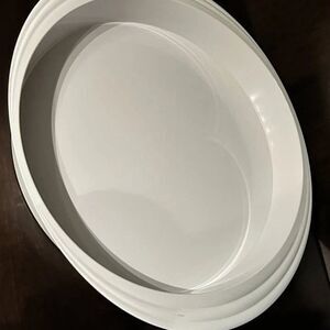 Max Studio Home Melamine Tray Round with Handles, White 17.5 Inches